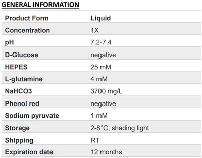 DMEM (glucose free) (without phenol red, with HEPES)