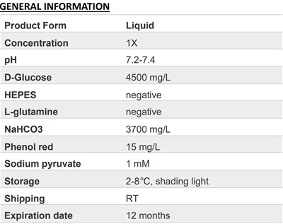 DMEM (High glucose) (without L-glutamine)